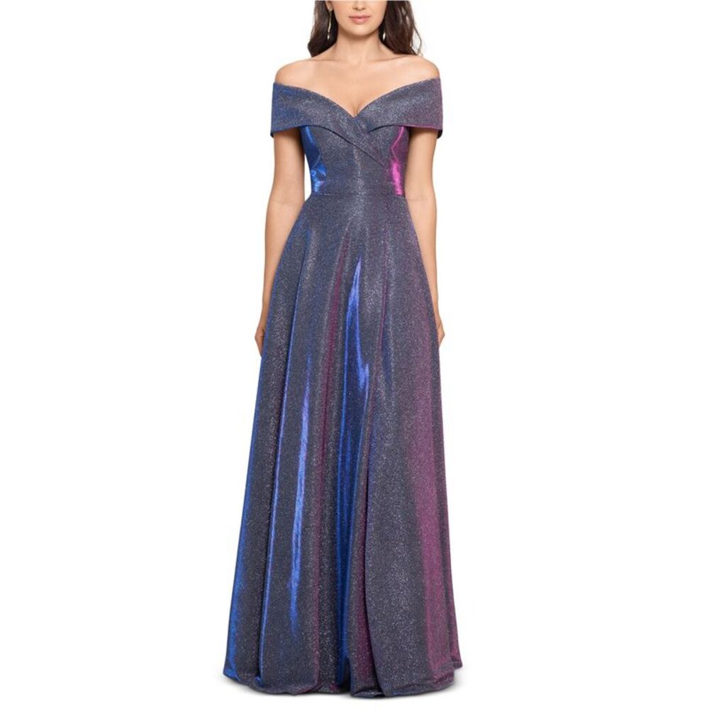 XSCAPE Womens Drapey Evening Maxi Gown Dress, NWT